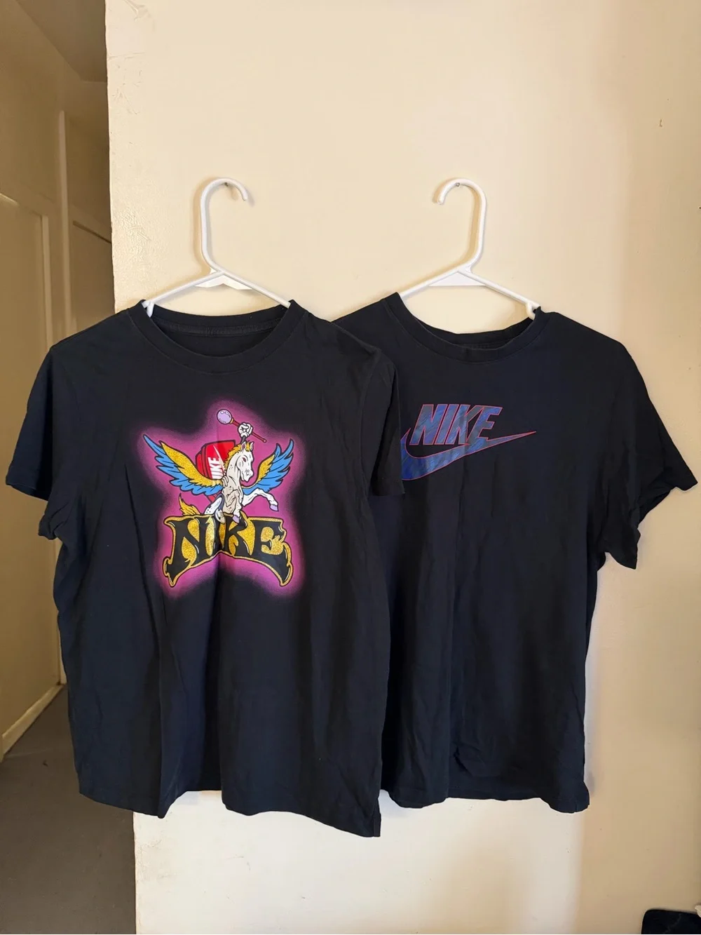 Nike Black Kids' Short Sleeve Tee with Neon Pegasus Graphic
